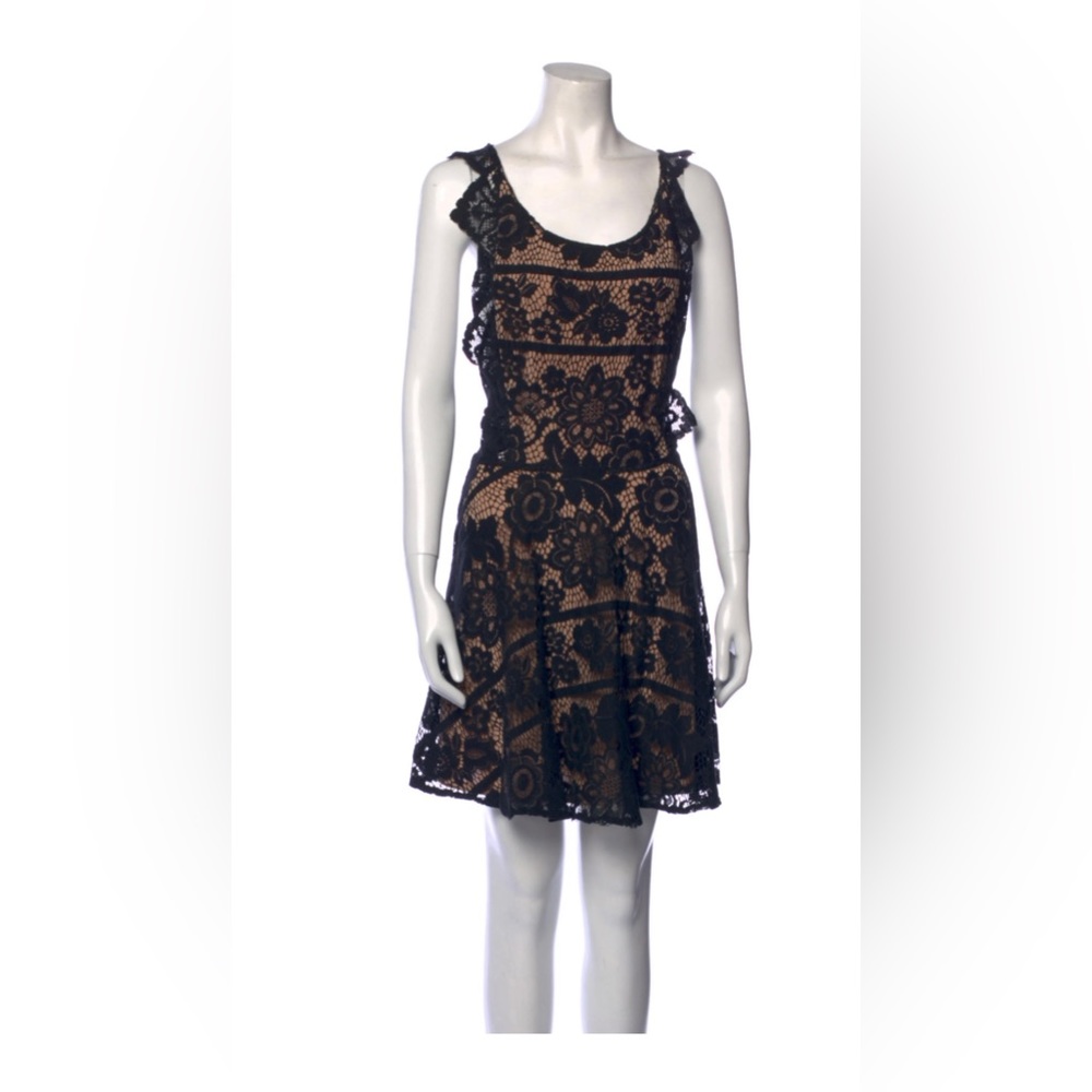 NWOT For Love & Lemons Black Lace Pattern Mini Dress